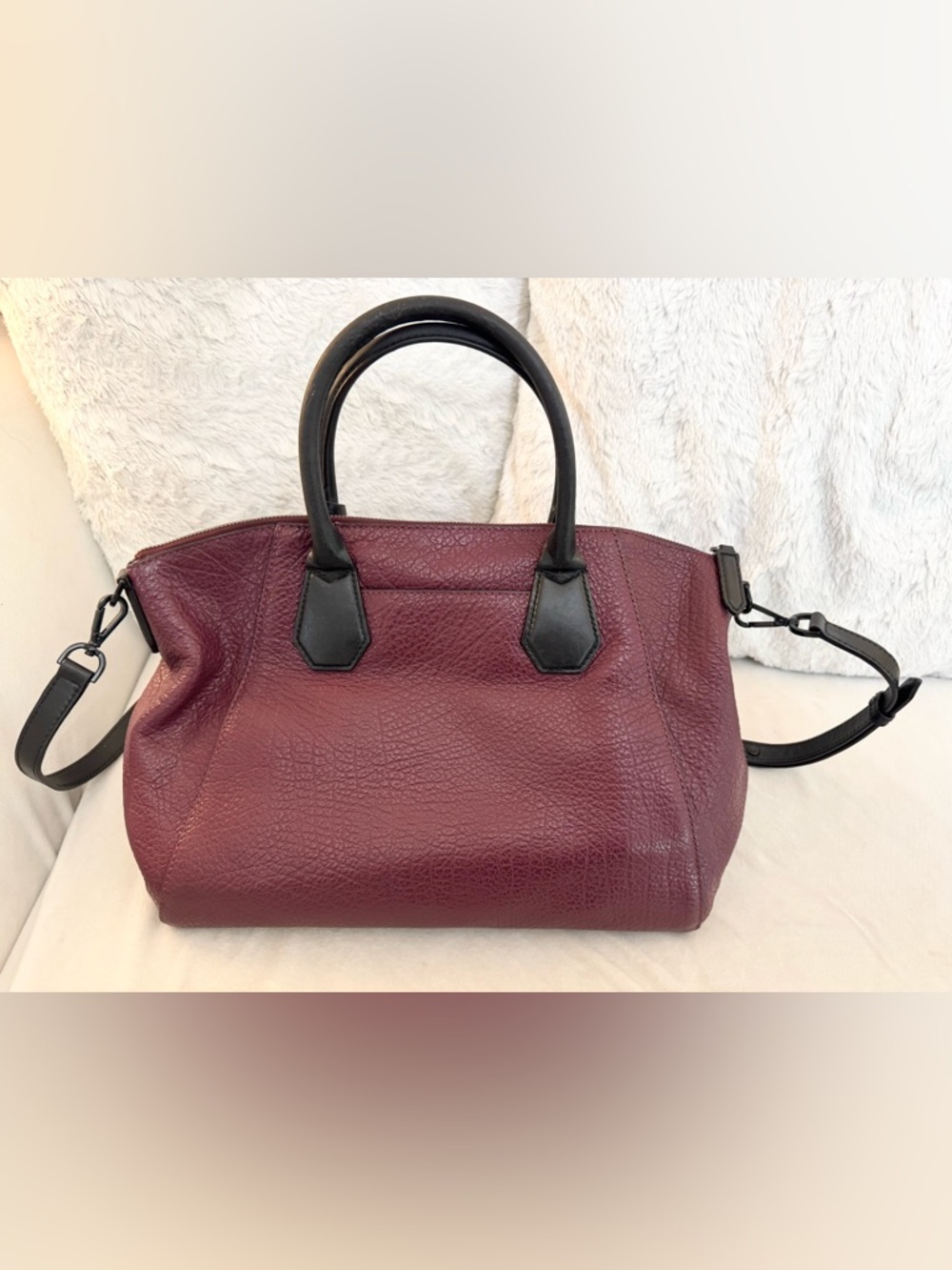 Michael Kors Campbell Pebbled Leather Large Satchel in Merlot - Picture 3 of 8